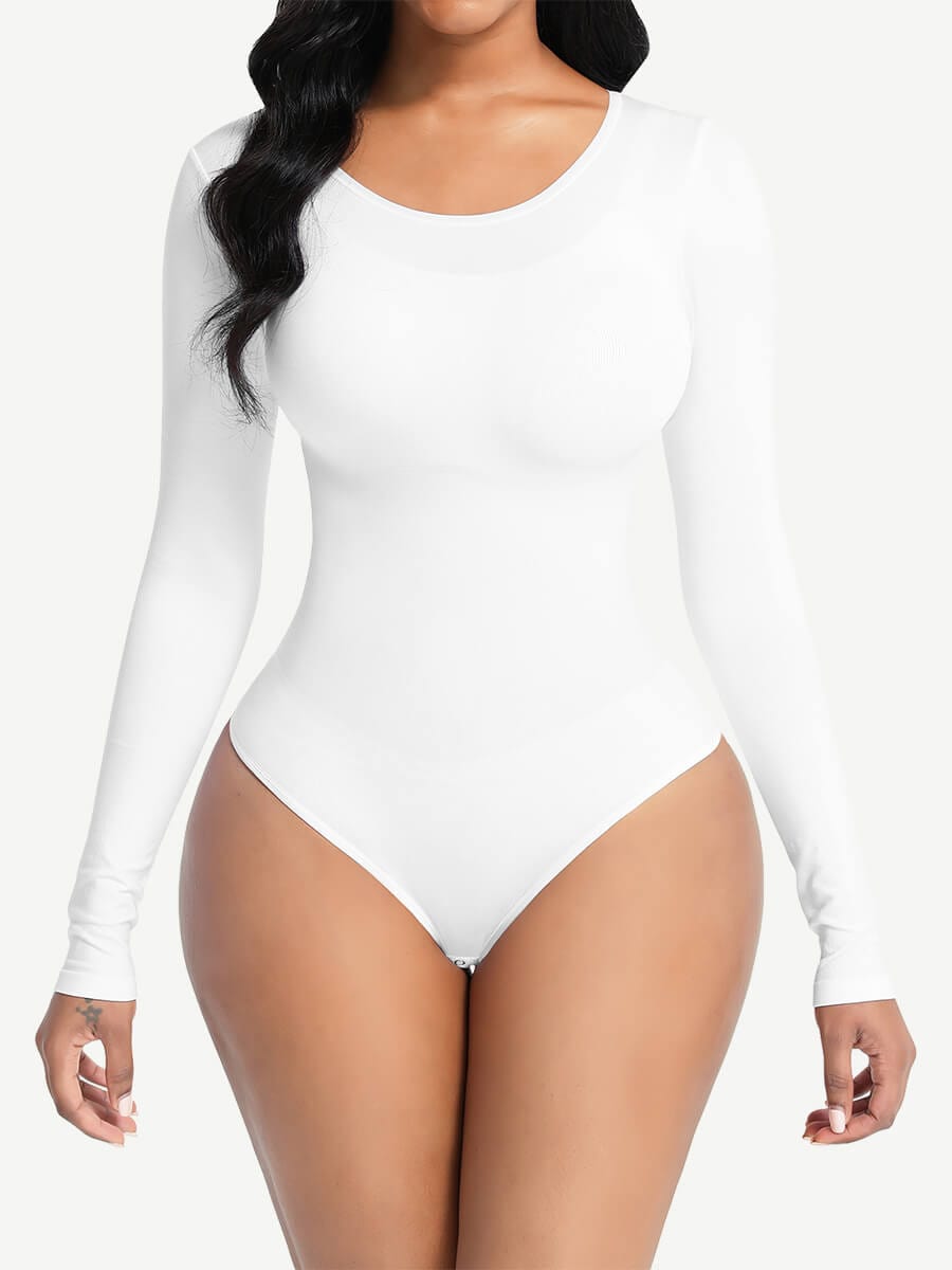 CurvedByOshun® Seamless Bodysuit Long Sleeve Slim Corset Shapewear Bodysuit