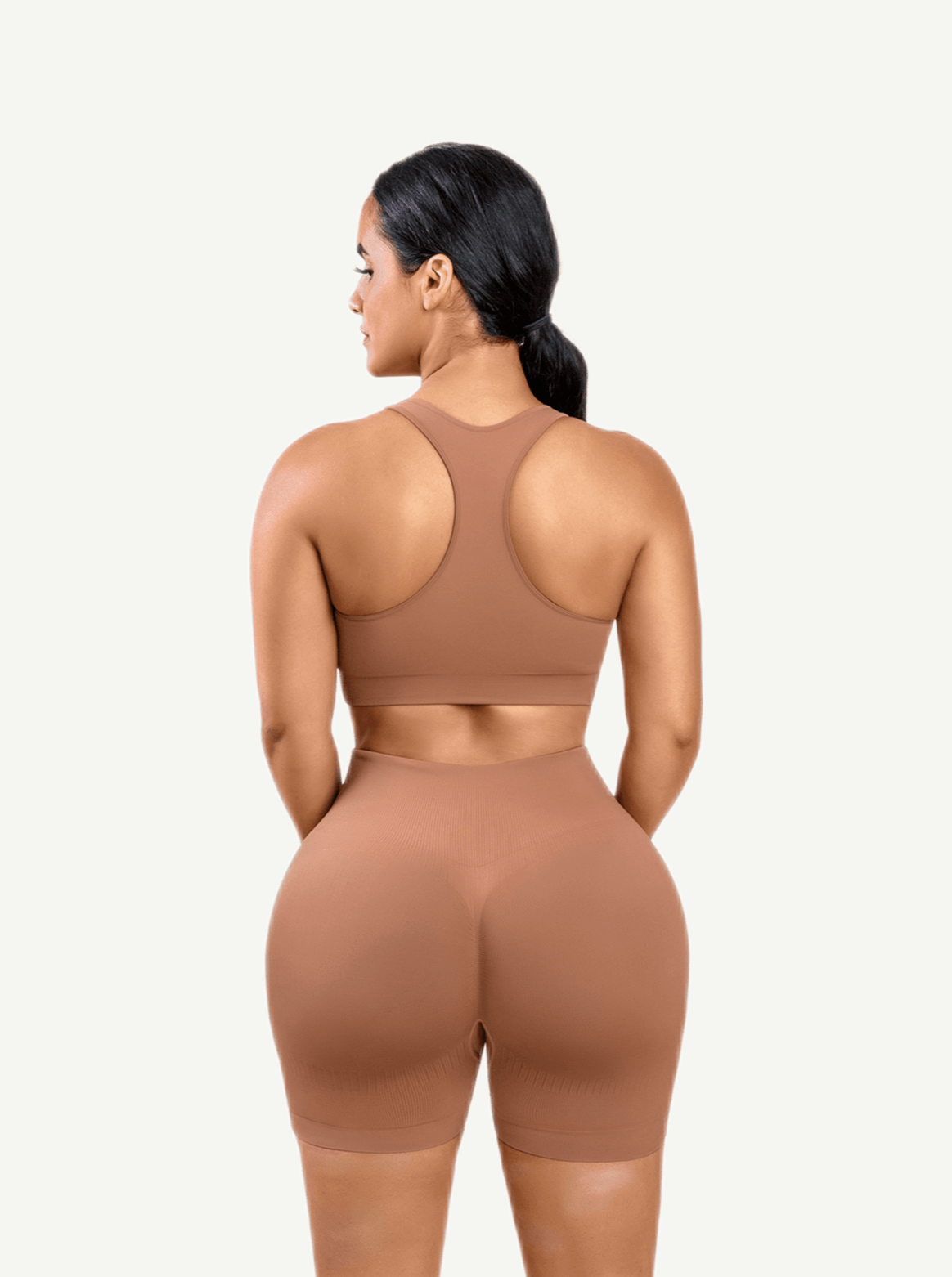 CurvedByOshun® 🌿Eco-friendly Sexy V Neck Seamless Sportswear Biker Shorts Set