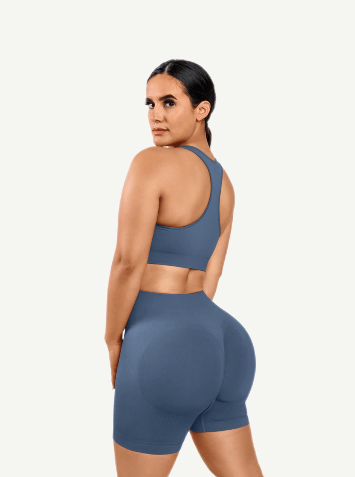 CurvedByOshun® 🌿Eco-friendly Sexy V Neck Seamless Sportswear Biker Shorts Set