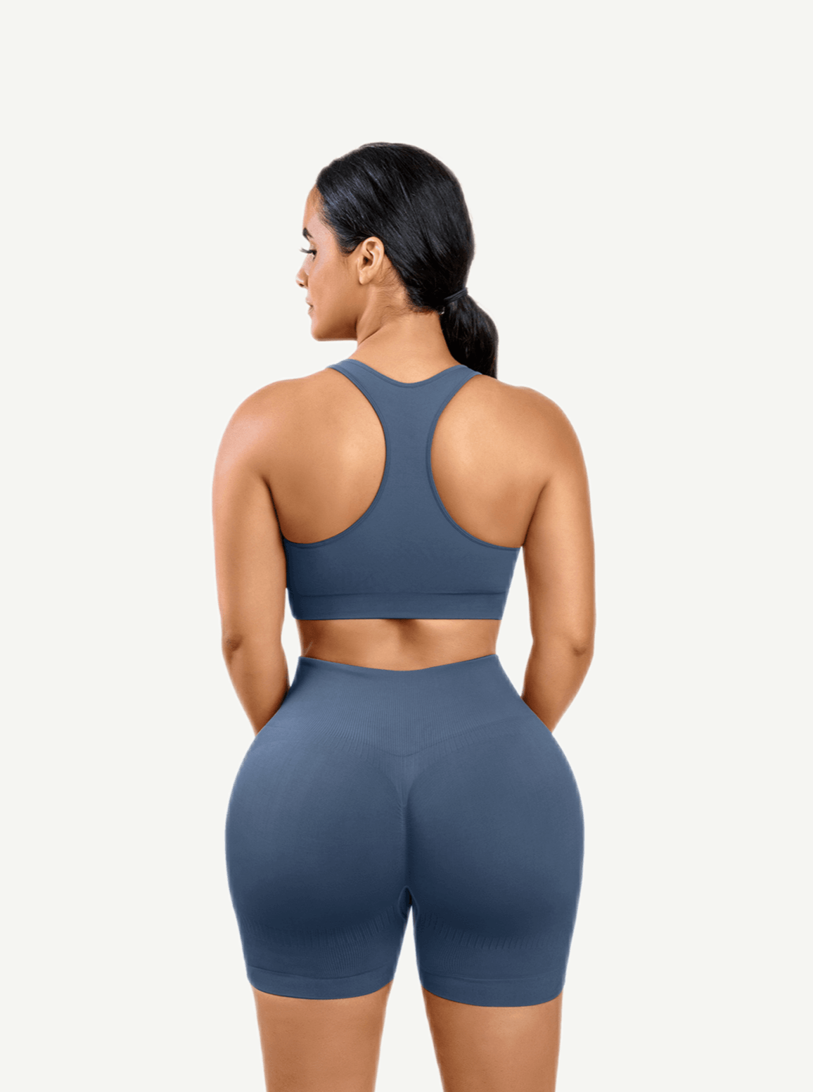 CurvedByOshun® 🌿Eco-friendly Sexy V Neck Seamless Sportswear Biker Shorts Set