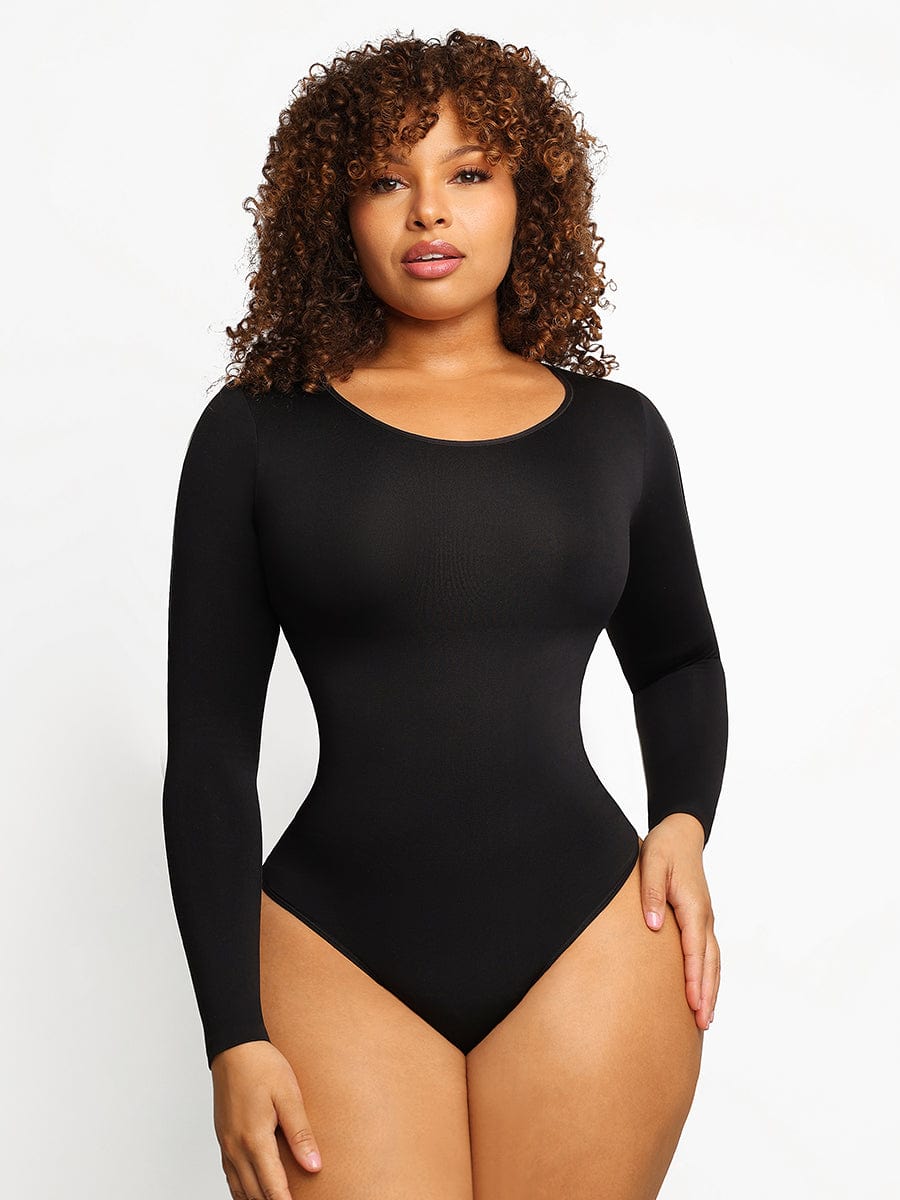 CurvedByOshun® Seamless Bodysuit Long Sleeve Slim Corset Shapewear Bodysuit