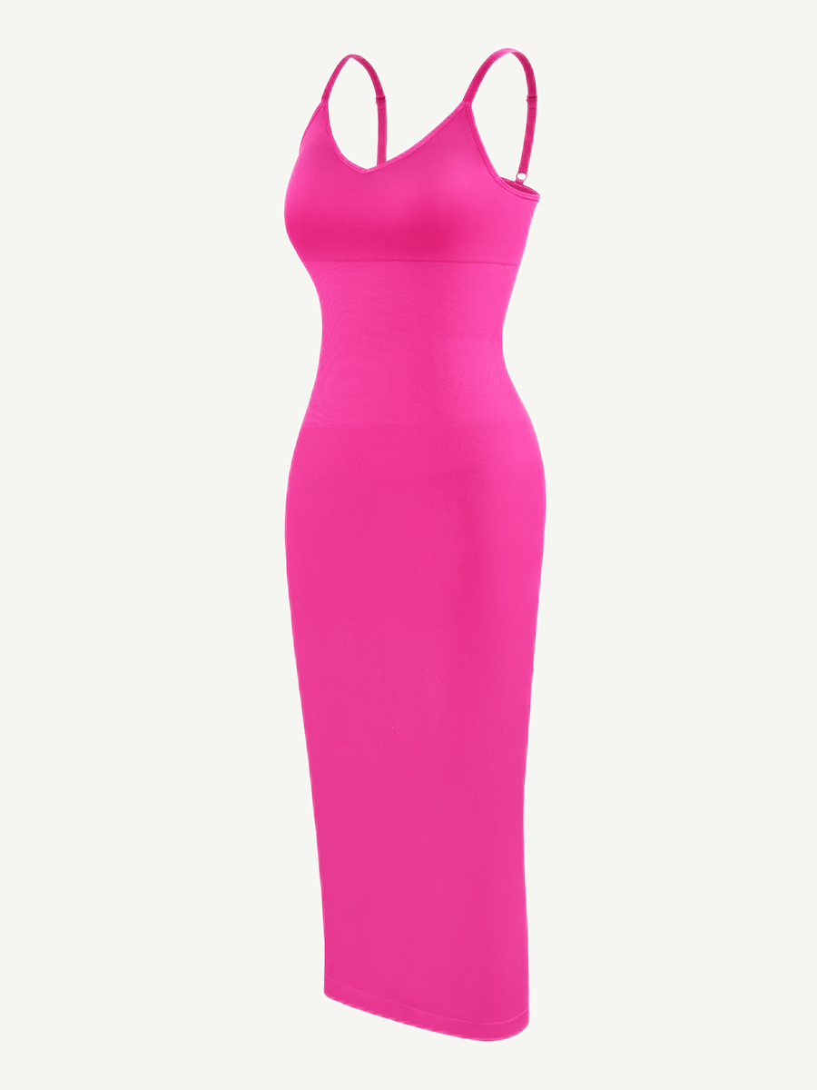 CurvedByOshun® 🌿Eco-friendly Spaghetti Strap V-neck Snatched Seamless Shaper Dress