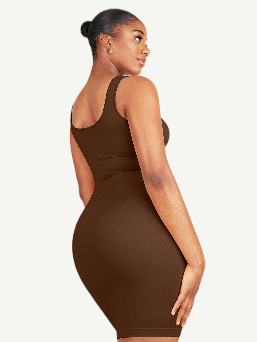 CurvedByOshun®  🌿Eco-friendly Square-neck Shaper Snatched Seamless Dress