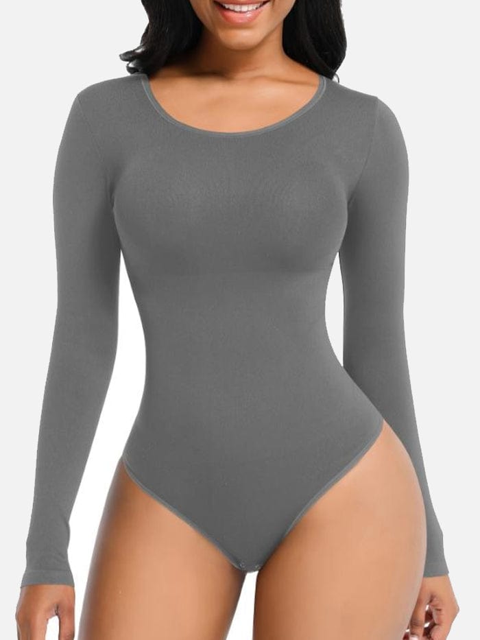 CurvedByOshun® Seamless Bodysuit Long Sleeve Slim Corset Shapewear Bodysuit