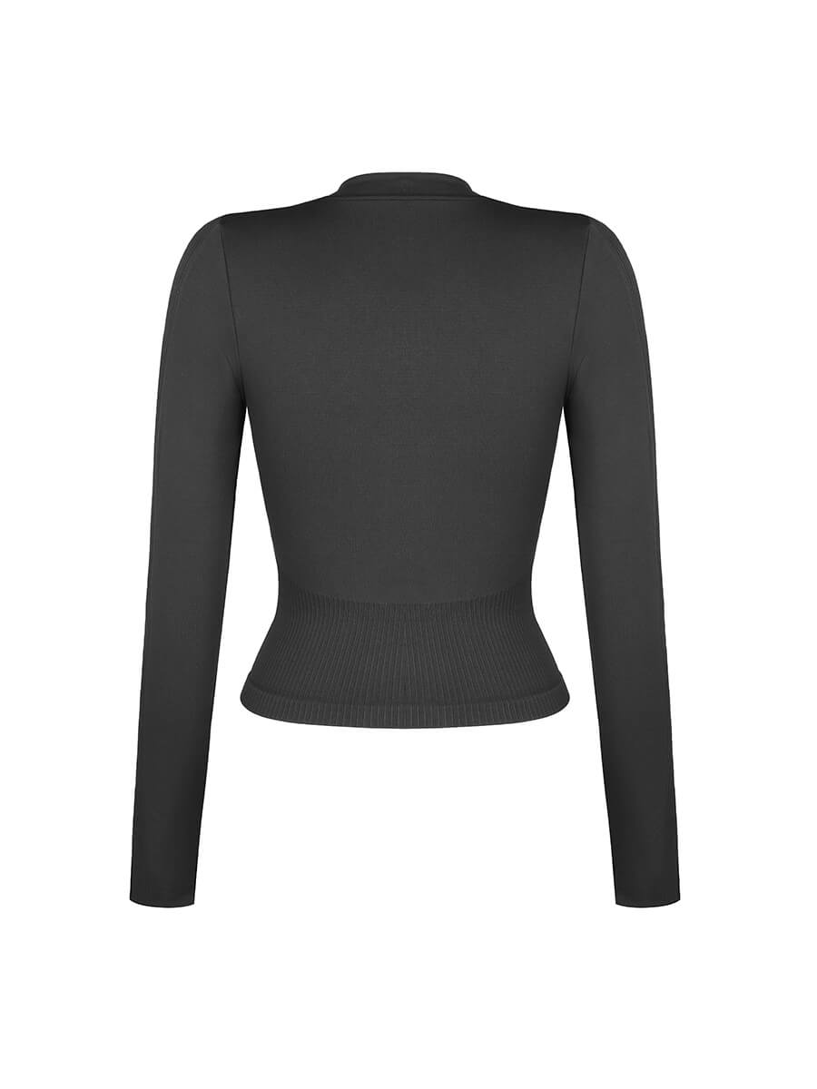 CurvedByOshun®  Seamless Full Zipper Running Top with Thumb Holes