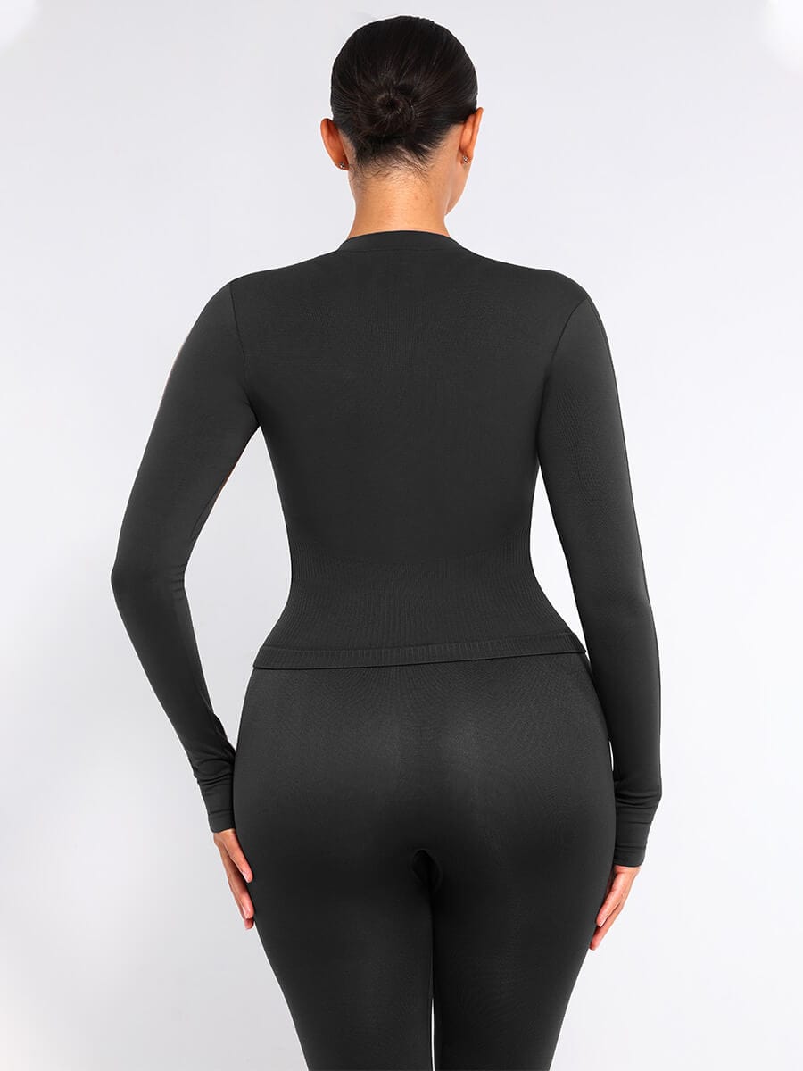 CurvedByOshun®  Seamless Full Zipper Running Top with Thumb Holes