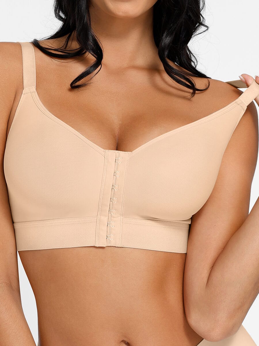 CurvedByOshun® Post Surgery Full Coverage Compression Surgical Front Closure Mastectomy Bras