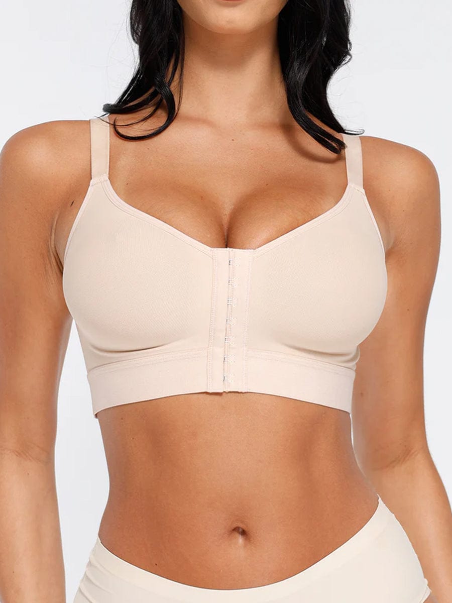 CurvedByOshun® Post Surgery Full Coverage Compression Surgical Front Closure Mastectomy Bras