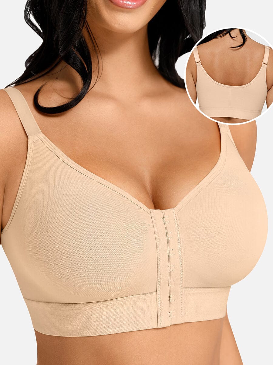 CurvedByOshun® Post Surgery Full Coverage Compression Surgical Front Closure Mastectomy Bras