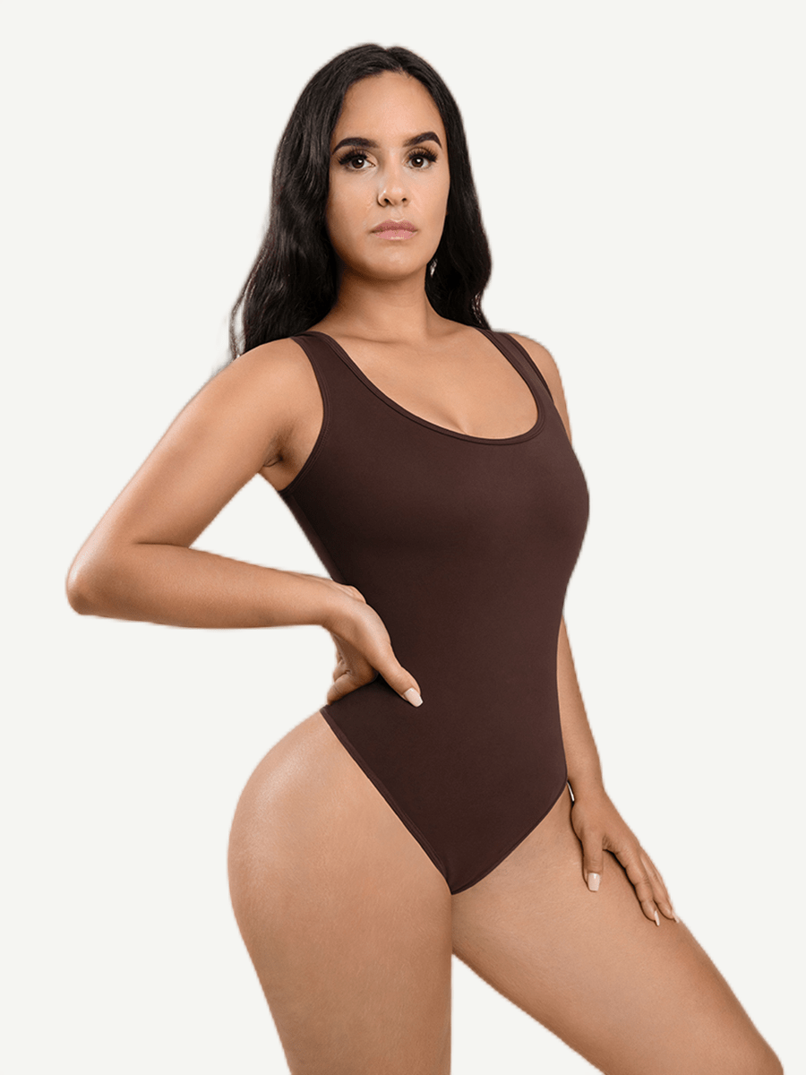 CurvedByOshun®  Tank Top Thong Bodysuit Abdominal Breathable Can be Worn Outside