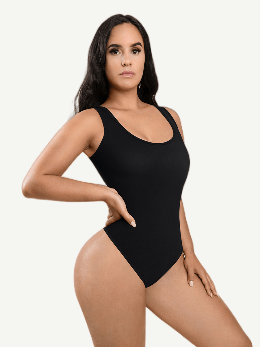 CurvedByOshun®  Tank Top Thong Bodysuit Abdominal Breathable Can be Worn Outside