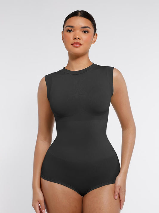 CurvedByOshun®  Seamless Cap Sleeve Waist and Abdomen Shaping Shapewear Bodysuit