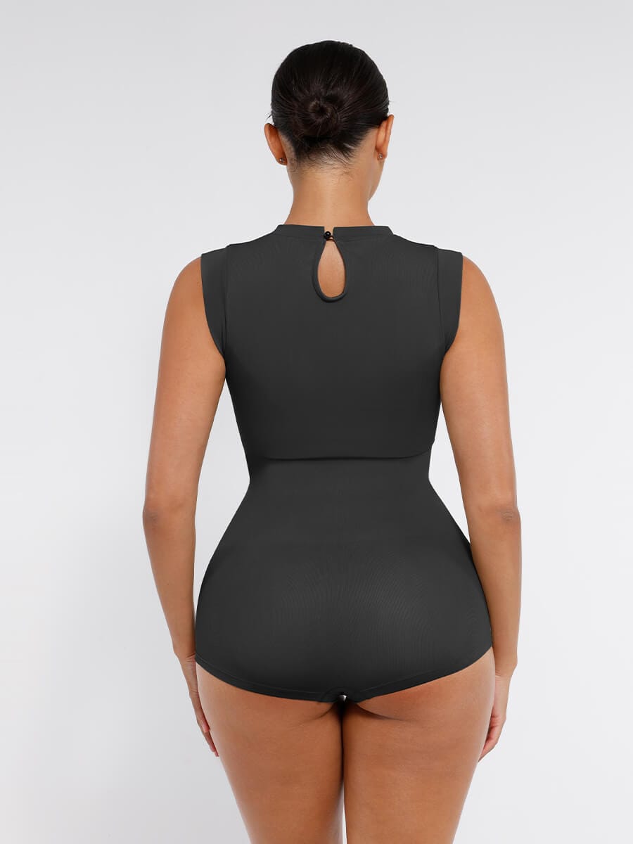 CurvedByOshun®  Seamless Cap Sleeve Waist and Abdomen Shaping Shapewear Bodysuit