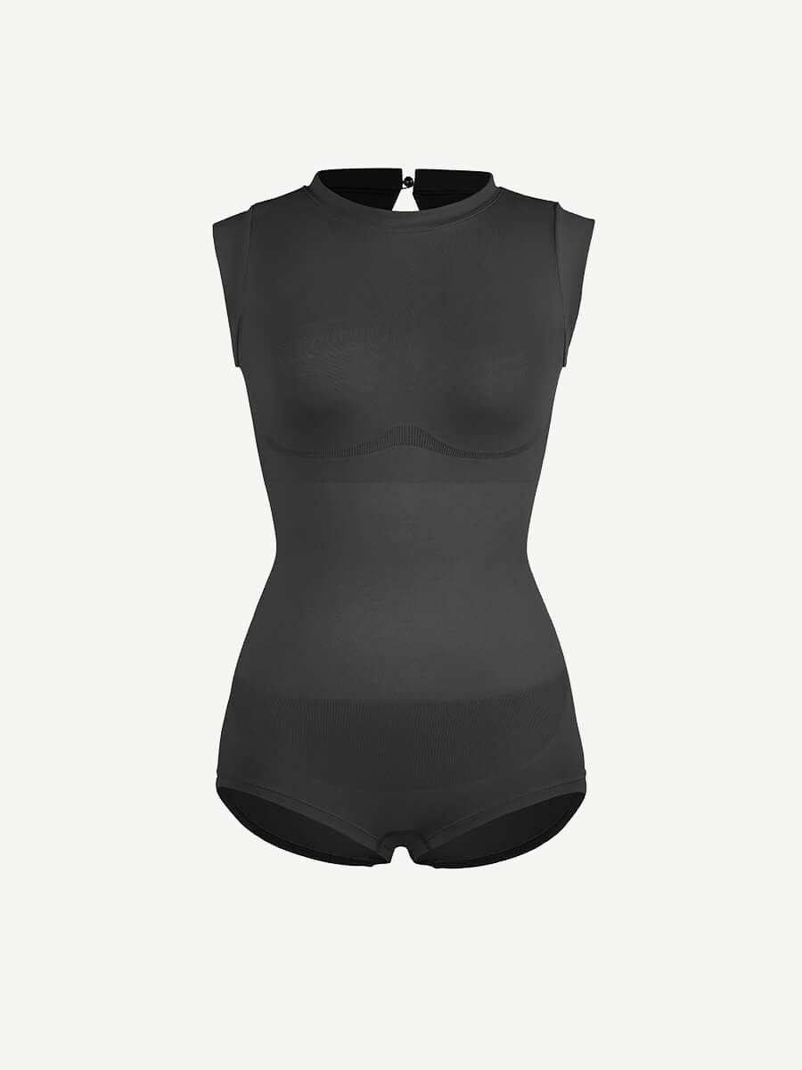 CurvedByOshun®  Seamless Cap Sleeve Waist and Abdomen Shaping Shapewear Bodysuit