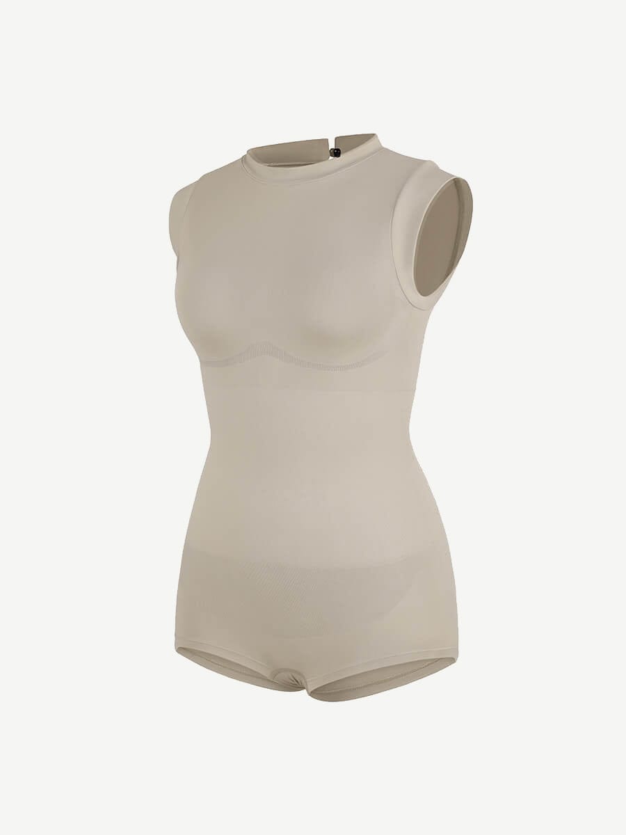 CurvedByOshun®  Seamless Cap Sleeve Waist and Abdomen Shaping Shapewear Bodysuit