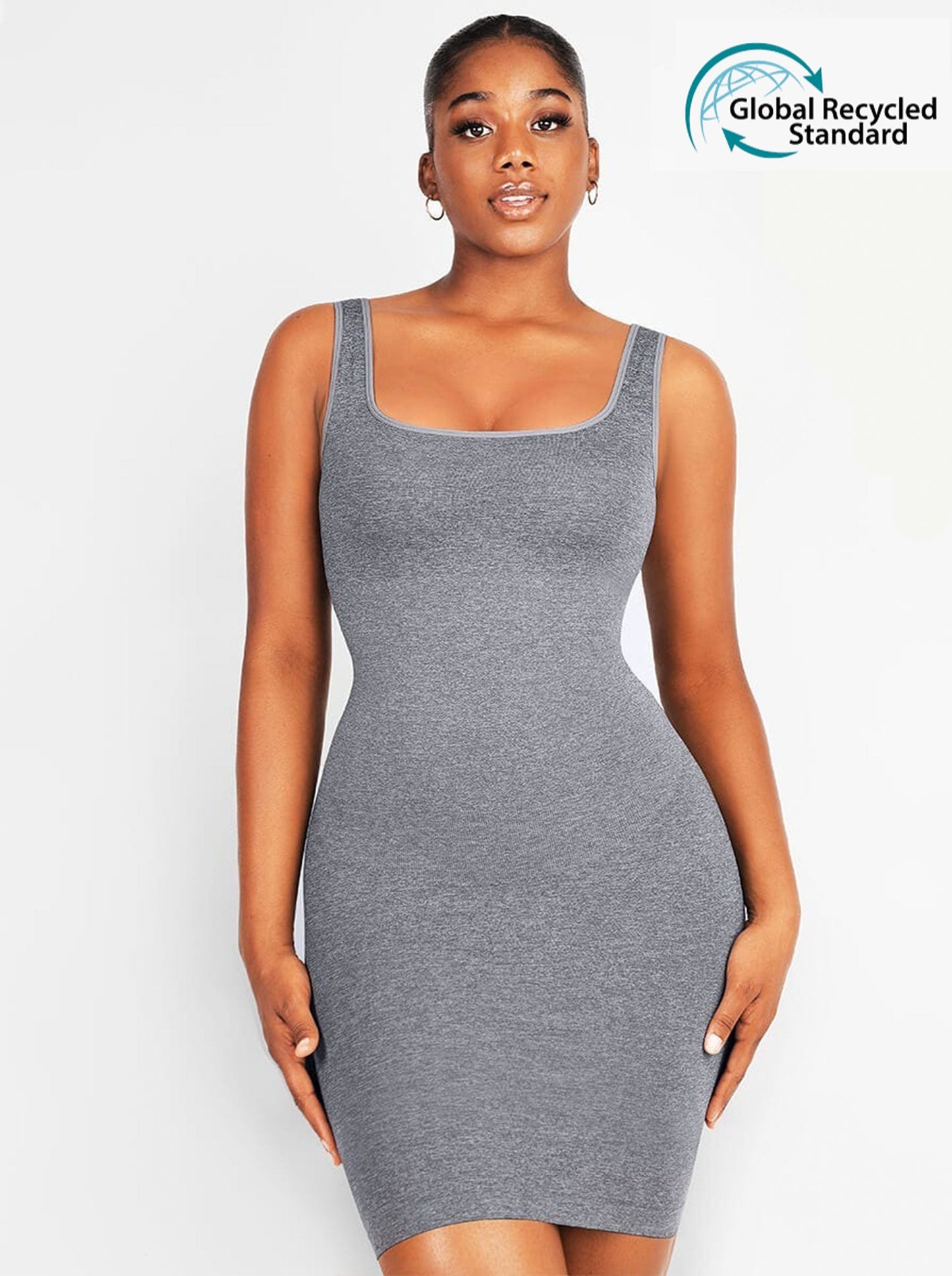 CurvedByOshun®  🌿Eco-friendly Square-neck Shaper Snatched Seamless Dress