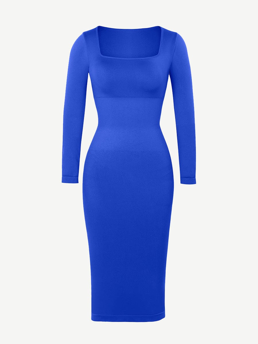 CurvedByOshun®🌿 Eco-friendly Seamless Square Neck Long Sleeve Shaper Dress