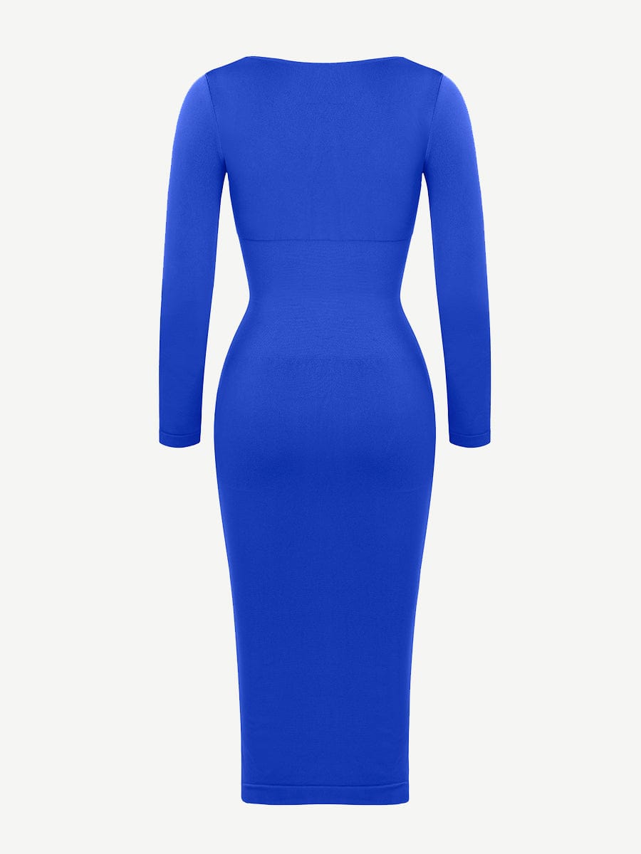 CurvedByOshun®🌿 Eco-friendly Seamless Square Neck Long Sleeve Shaper Dress